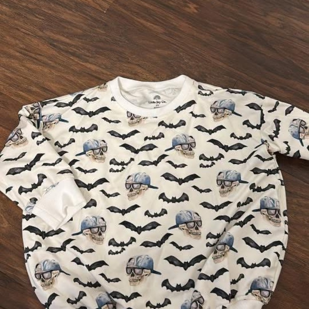 White Skull & Bat Graphic One-Piece